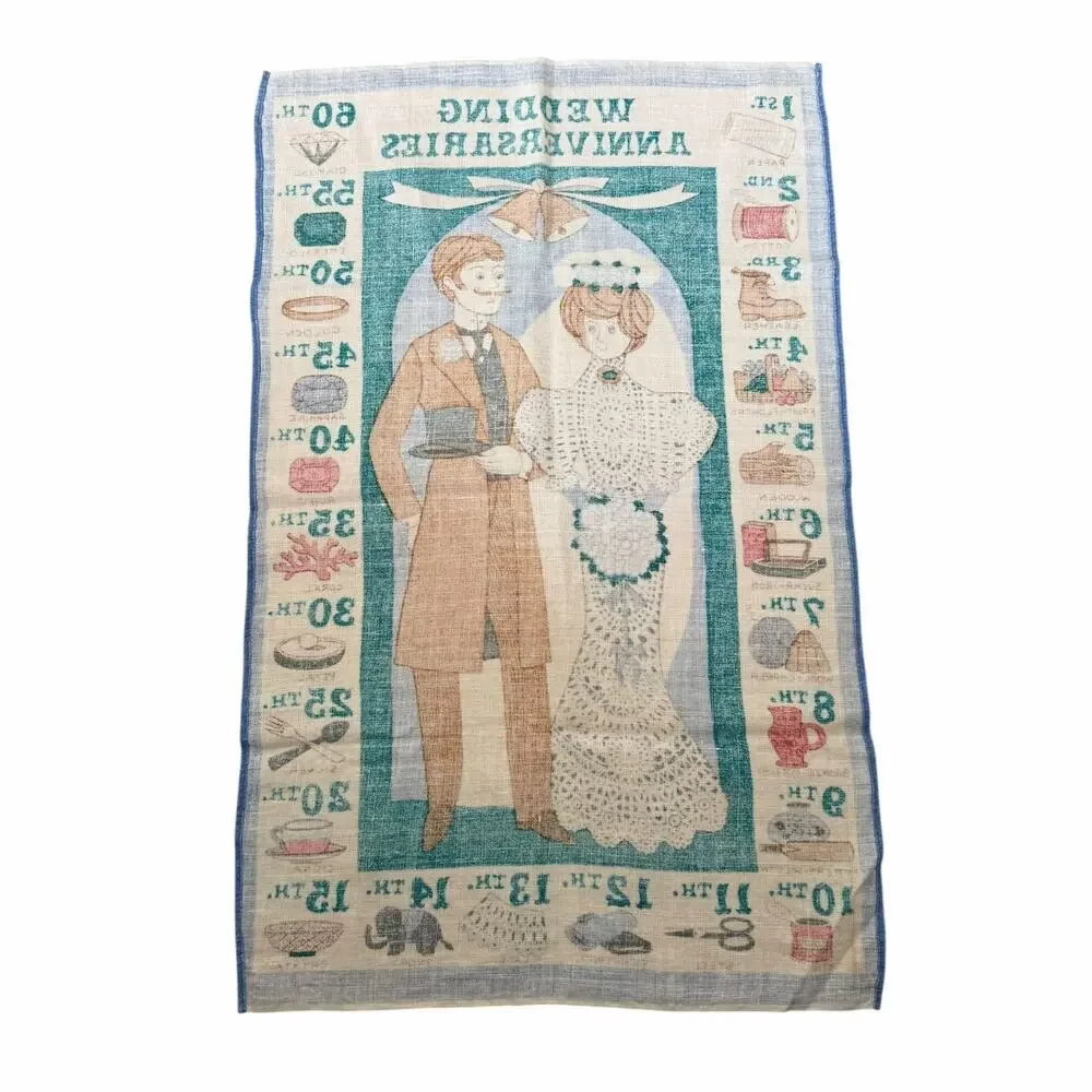 VTG Pat Albeck Ulster Pure Irish Linen Tea Towel Wedding Anniversaries Gift